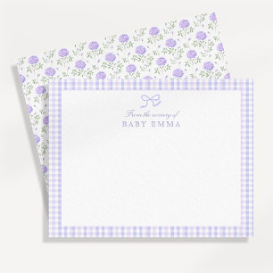 Tarjeta de Cumpleaños de Gingham y Floral de Lavan