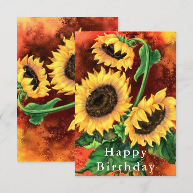 Tarjeta de cumpleaños de girasol (Anverso / Reverso)