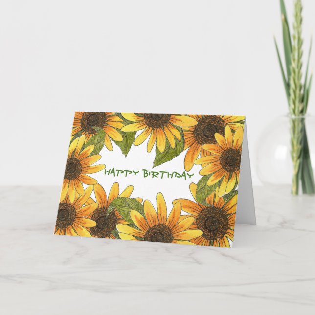 Tarjeta de cumpleaños de girasol (Anverso)