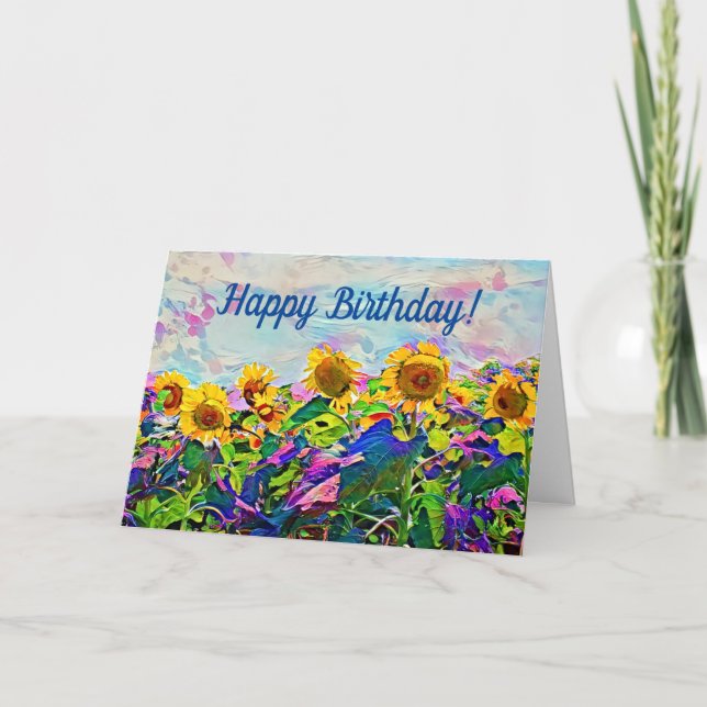 Tarjeta de cumpleaños de girasol (Anverso)