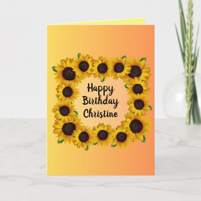 Tarjeta de cumpleaños de girasol (Anverso)