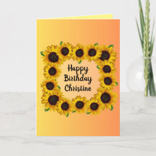 Tarjeta de cumpleaños de girasol