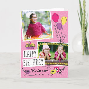 Tarjeta de cumpleaños de Girly Doodles Personaliza