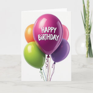Tarjeta de cumpleaños de globo aerostático brillan