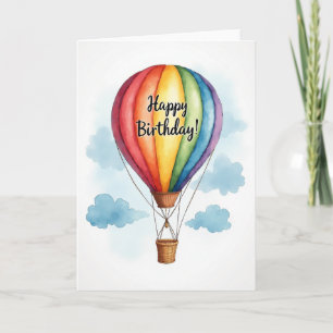 Tarjeta de cumpleaños de globo aerostático de arco