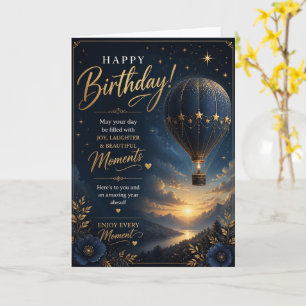 Tarjeta de cumpleaños de globo aerostático Navy Go