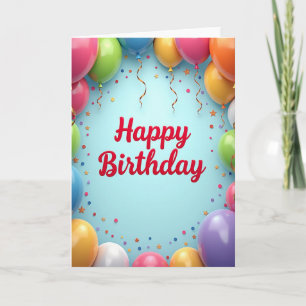 Tarjeta de cumpleaños de globo alegre