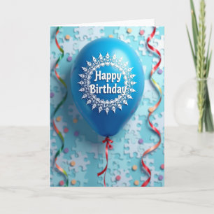 Tarjeta de cumpleaños de globo cerúleo