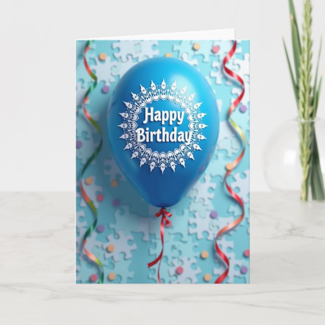 Tarjeta de cumpleaños de globo cerúleo (Anverso)