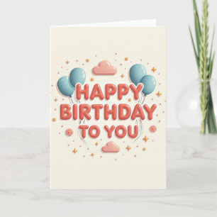 Tarjeta de cumpleaños de globo de coral