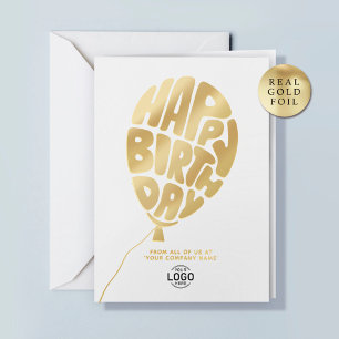 Tarjeta de cumpleaños de globo de logotipo blanco