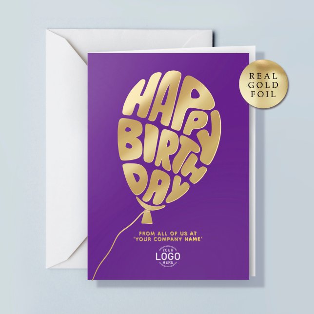 Tarjeta de cumpleaños de globo de logotipo púrpura (Subido por el creador)