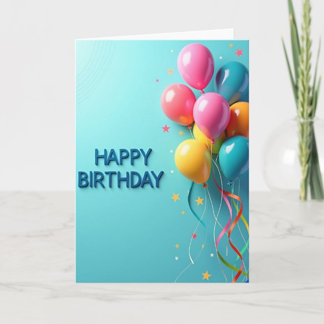 Tarjeta de cumpleaños de globo estallado (Anverso)