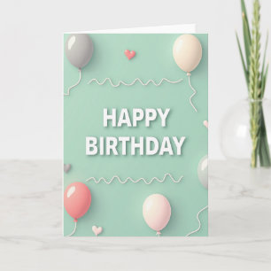Tarjeta de cumpleaños de globo pastel