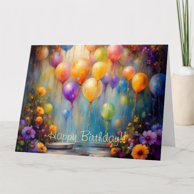 Tarjeta de cumpleaños de globos (Anverso)