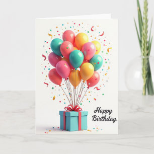 Tarjeta de Cumpleaños de Globos Brillantes