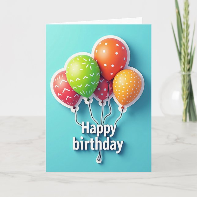 Tarjeta de cumpleaños de globos coloridos (Anverso)