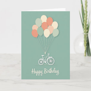 Tarjeta de cumpleaños de globos de bicicleta