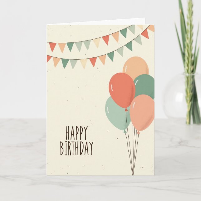 Tarjeta de cumpleaños de globos de melocotón (Anverso)