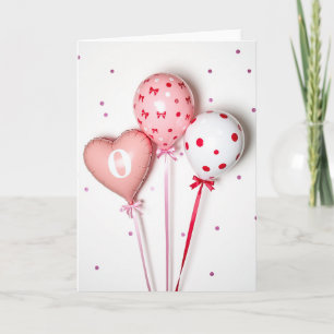 Tarjeta de cumpleaños de globos y lazos