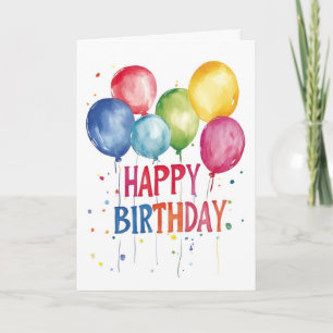 Tarjeta de cumpleaños de globos y puntos