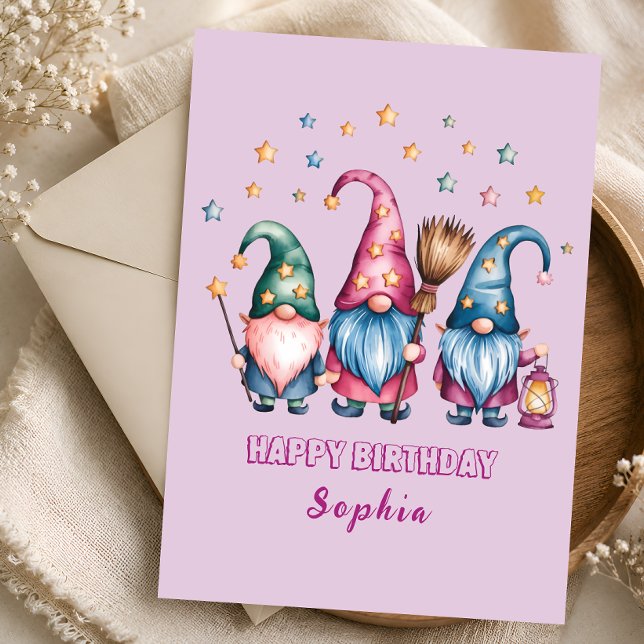 Tarjeta de cumpleaños de gnomo del bosque lindo pa (Subido por el creador)