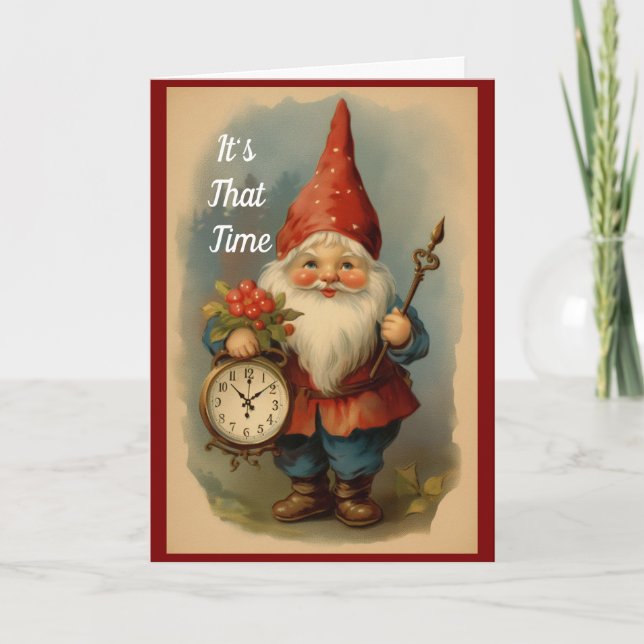 Tarjeta de cumpleaños de gnomo vintage (Anverso)