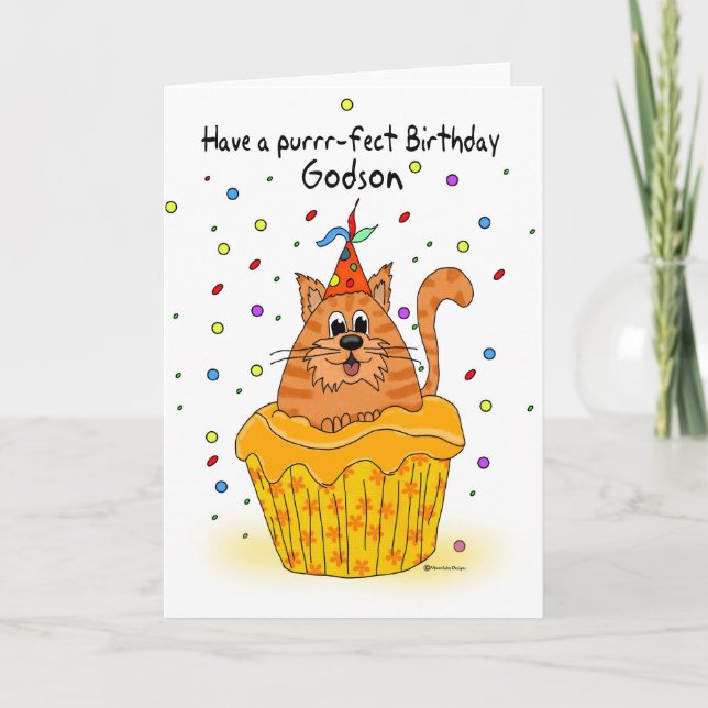 tarjeta de cumpleaños de godson con ginger cupcake (Anverso)