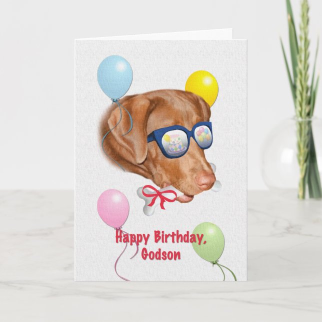 Tarjeta de cumpleaños de Godson con perro recupera (Anverso)