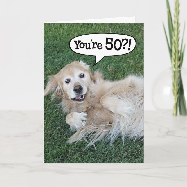 Tarjeta de cumpleaños de Golden Retriever impactad (Anverso)