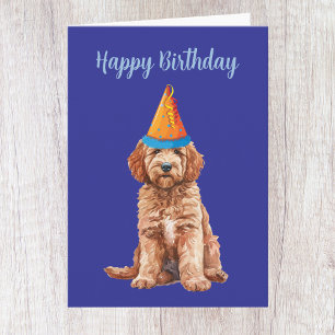 Tarjeta de cumpleaños de Goldendoodle lindo