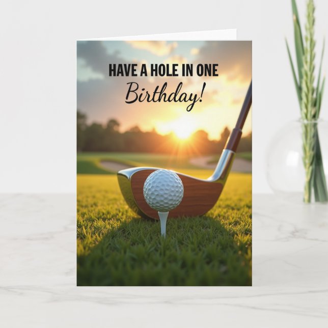 Tarjeta de cumpleaños de golf de la hora dorada (Anverso)