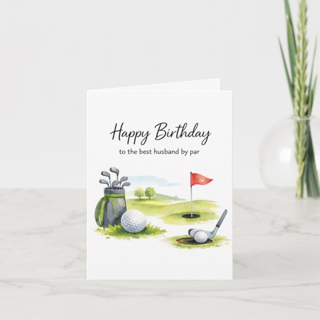 Tarjeta de cumpleaños de golf para esposo (Anverso)