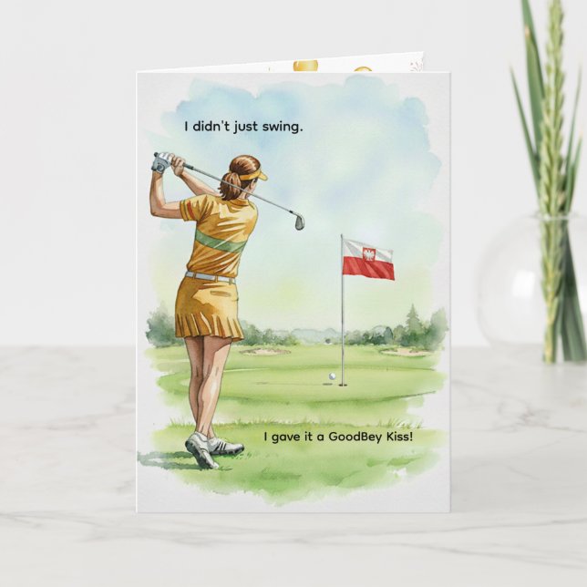 Tarjeta de cumpleaños de golfista polaca, dama ret (Anverso)