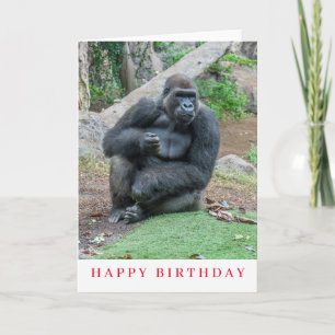 Tarjeta de cumpleaños de gorila en el zoológico
