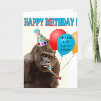Tarjeta de cumpleaños de gorila personalizable