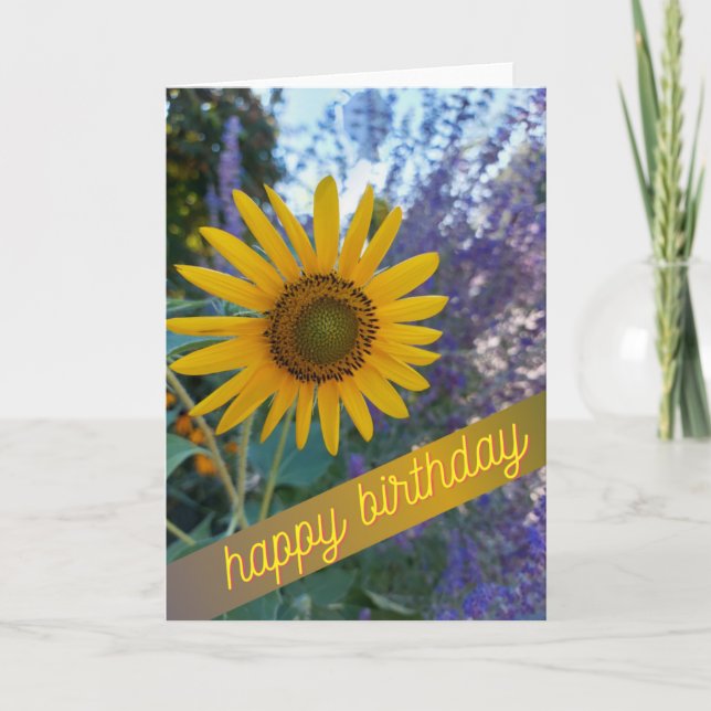 Tarjeta de cumpleaños de gradiente de girasol natu (Anverso)