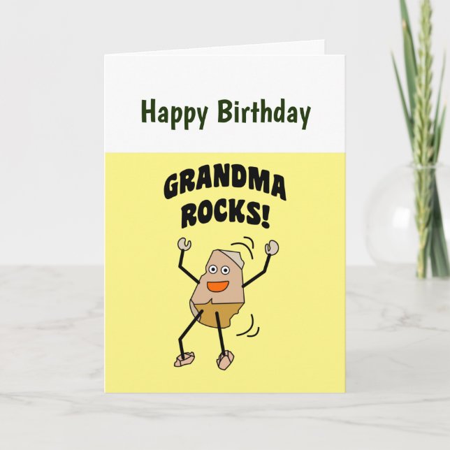 Tarjeta de cumpleaños de Grandma Rocks (Anverso)