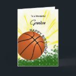 Tarjeta de cumpleaños de Grandson Basketball<br><div class="desc">¡Dale a tu nieto amante del baloncesto una tarjeta de béisbol y de murciélago con un tema explosivo de baloncesto! Baloncesto y murciélago con las palabras 'A un maravilloso nieto'.</div>