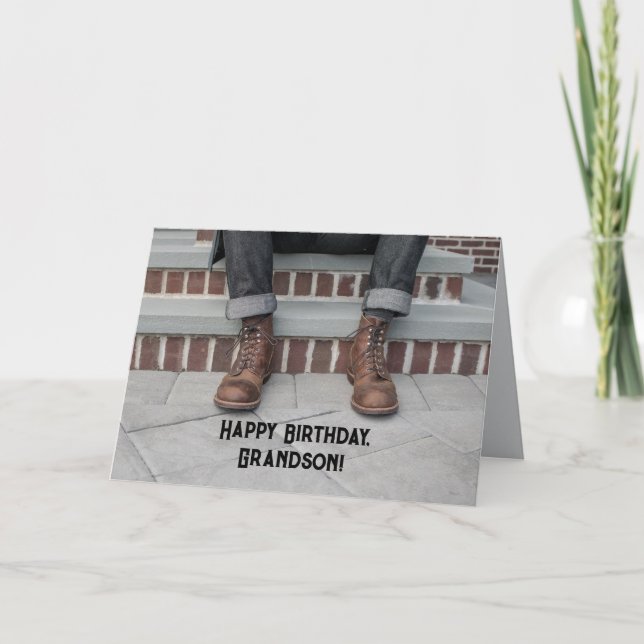 TARJETA DE CUMPLEAÑOS DE GRANDSON BOOTS (Anverso)