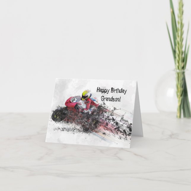 TARJETA DE CUMPLEAÑOS DE GRANDSON DE Carreras (Anverso)