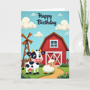 Tarjeta de cumpleaños de granja alegre