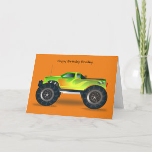 Tarjeta de cumpleaños de Green Monster Truck