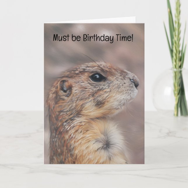 Tarjeta de cumpleaños de Groundhog Portrait Cute (Anverso)