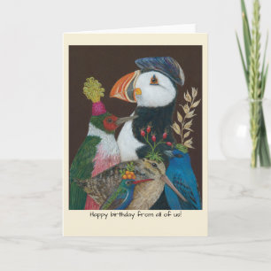 Tarjeta de cumpleaños de grupo de pájaros de todos