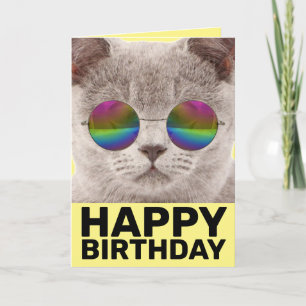 TARJETA DE CUMPLEAÑOS DE Guay CAT, CON SOMBRILLAS