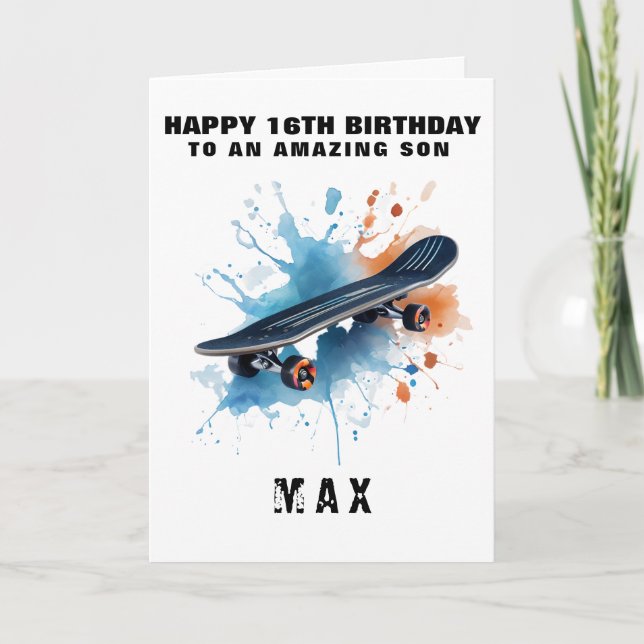 Tarjeta de cumpleaños de Guay Skateboard para adol (Anverso)