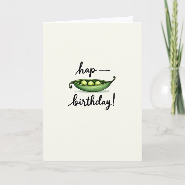 Tarjeta de cumpleaños de guisante caprichosa (Anverso)
