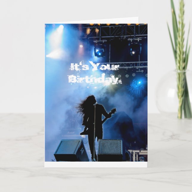 Tarjeta de cumpleaños de guitarista Metalizado fue (Anverso)