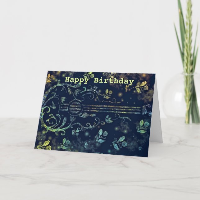 Tarjeta de cumpleaños de guitarra de flores (Anverso)